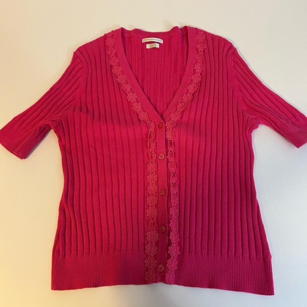 Van Heusen Fuchsia Button-Up short sleeved Cardigan